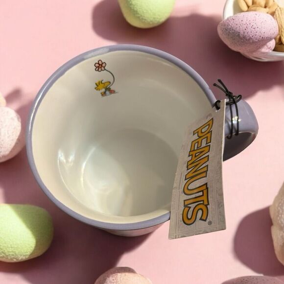 Peanuts Colorful Stripes 20oz Coffee Mug Snoopy & Easter Bunny Basket Eggs New C - Picture 4 of 5